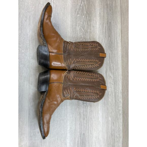Vintage Tony Lama Men's Brown Leather Sz 9 Pull On Riding Cowboy Western Boot - Picture 5 of 16